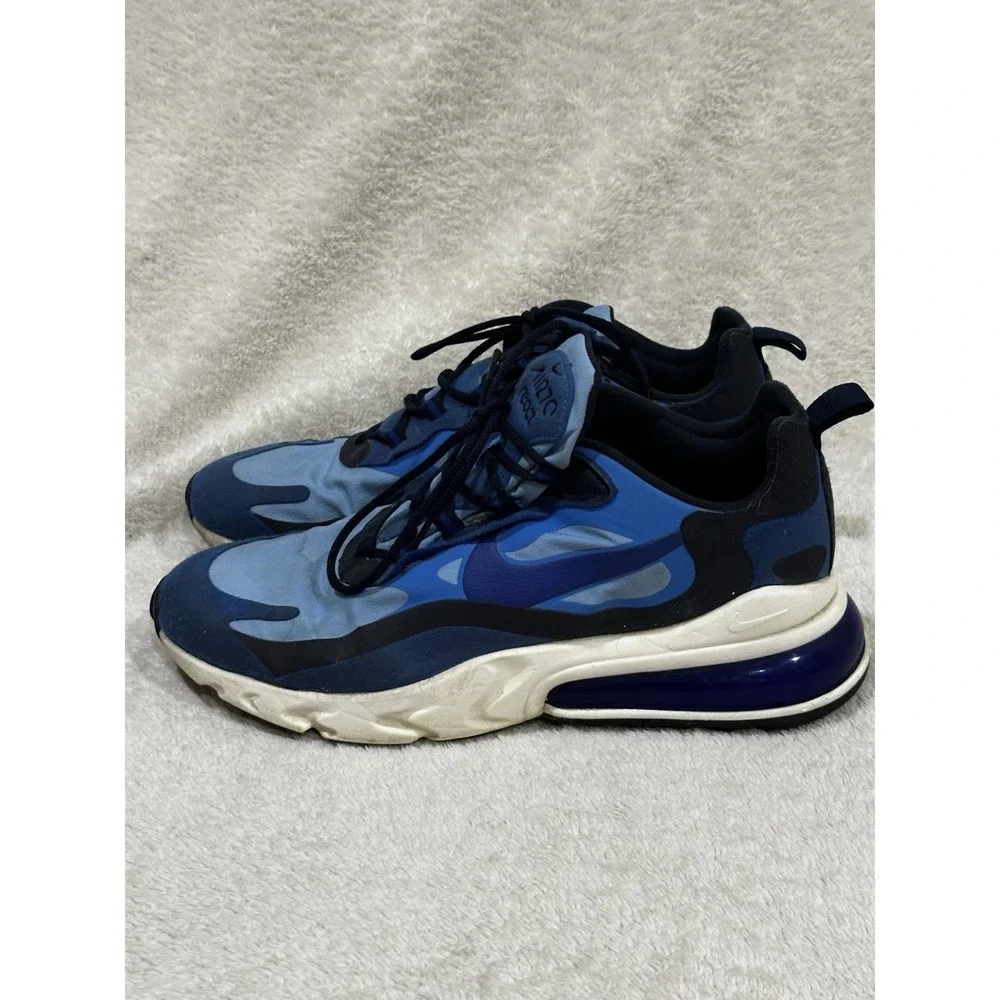 Nike Air Max 270 React Men Size 10‎ Blue Logo Running Shoes Sneakers CI3866-400